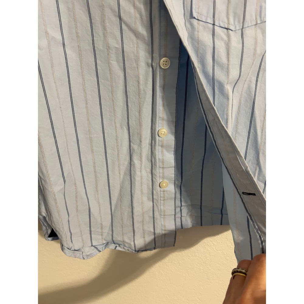 Abercrombie Boys Blue Striped Long Sleeve Button Down Shirt Moose Logo Small - Picture 4 of 5